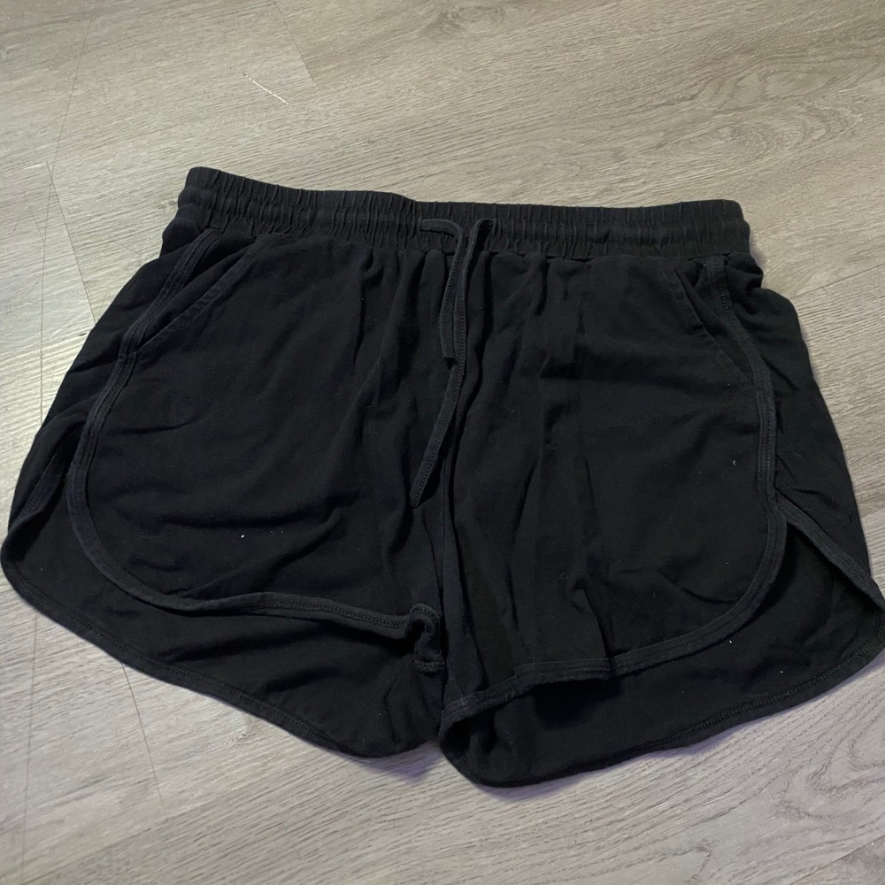 Uratot Dolphin Shorts Women Large Black Elastic Drawstring Lounge Gym Pockets